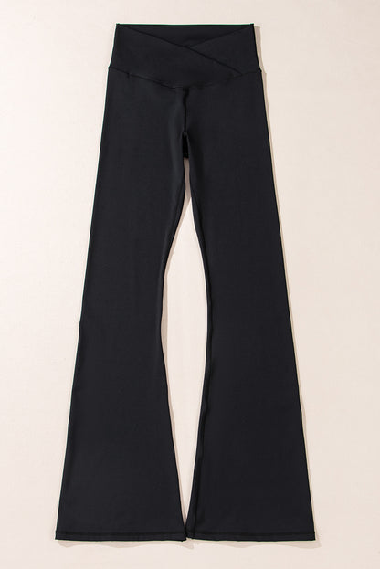 Solid V-Shape High Waist Flared Leggings