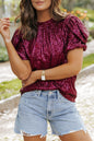 Sequin Short Bubble Sleeve Blouse