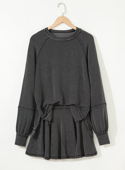 Corded Top and Ruffle Mini Skort Set