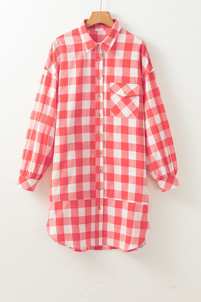 Plaid Puff Sleeve Shirt Dress