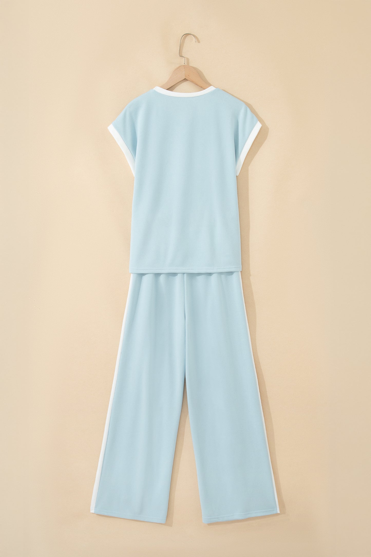 Contrast Trim Boxy Tank & Wide Leg Pants Set
