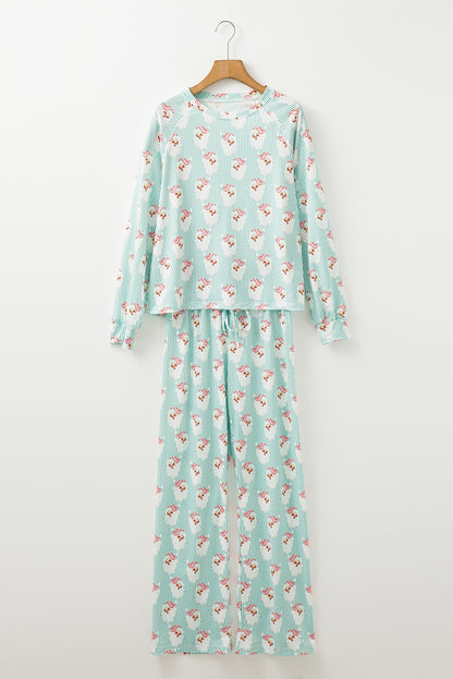 Christmas Santa Claus Stripe Top and Pants Lounge Set