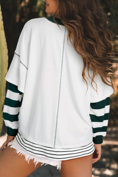 Stripe Colorblock Reverse Seam Sweatshirt