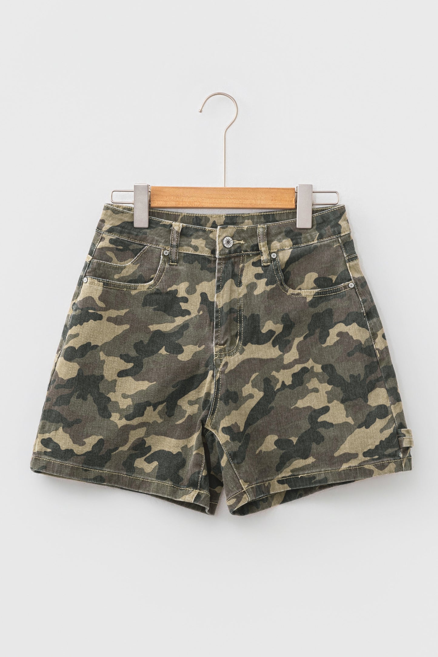 Camo Denim High Waist Shorts