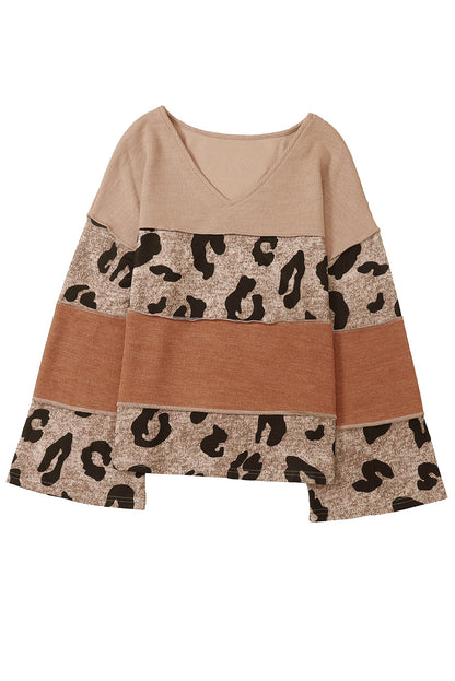 Leopard Colorblock Exposed Seam Top