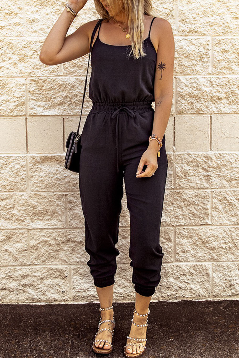 Solid Spaghetti Straps Jumpsuit