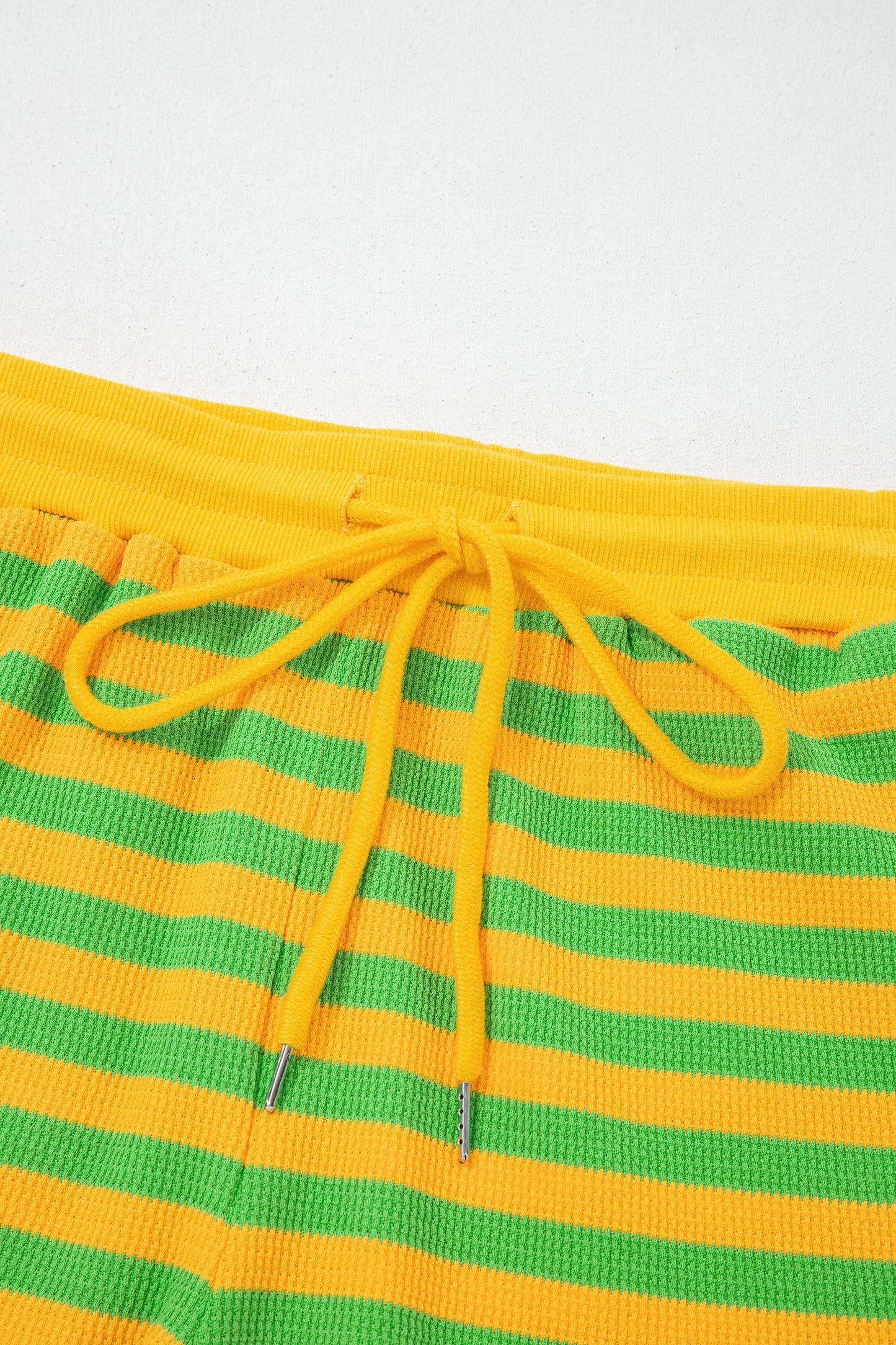 Stripe Puff Sleeve T-Shirt & Drawstring Shorts Set