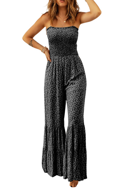 Floral Smocked Wide Leg Jumpsuit