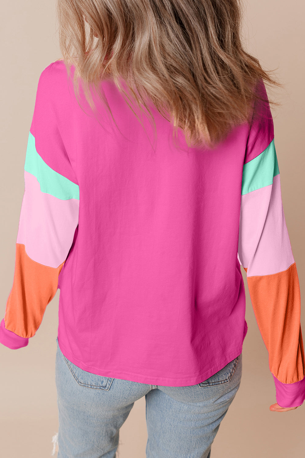 Colorblock Patchwork Long Sleeve Top