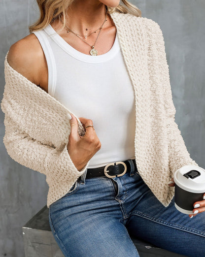 Popcorn Open Front Cardigan