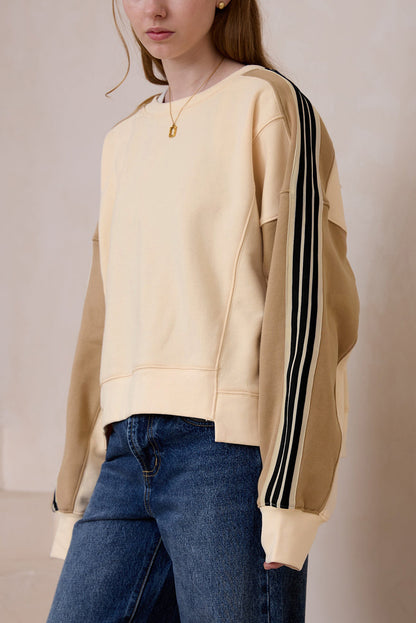 Contrast Stripe Patchwork Sweatshirt