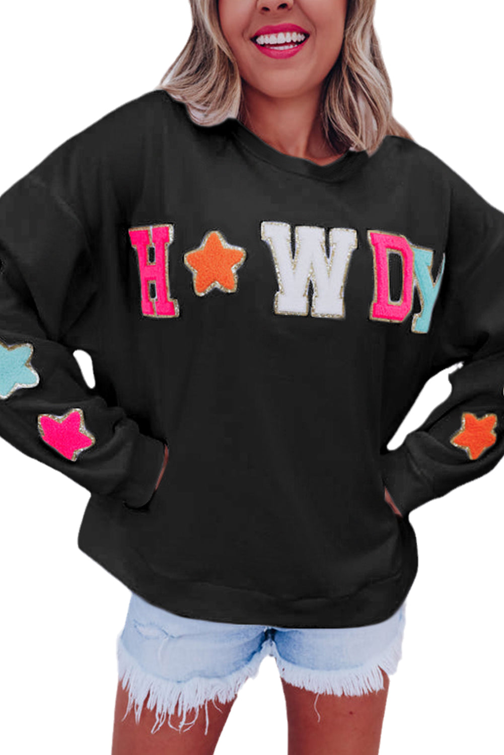 Sequin Howdy Star Patch Sweatshirt