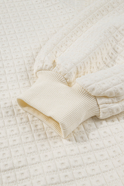 Pineapple Textured Half-Button Collared Sweatshirt