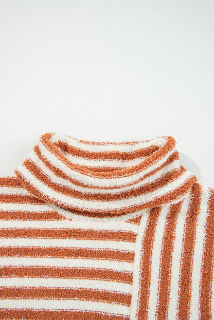 Stripe Cowl Neck Drop Shoulder Sweater