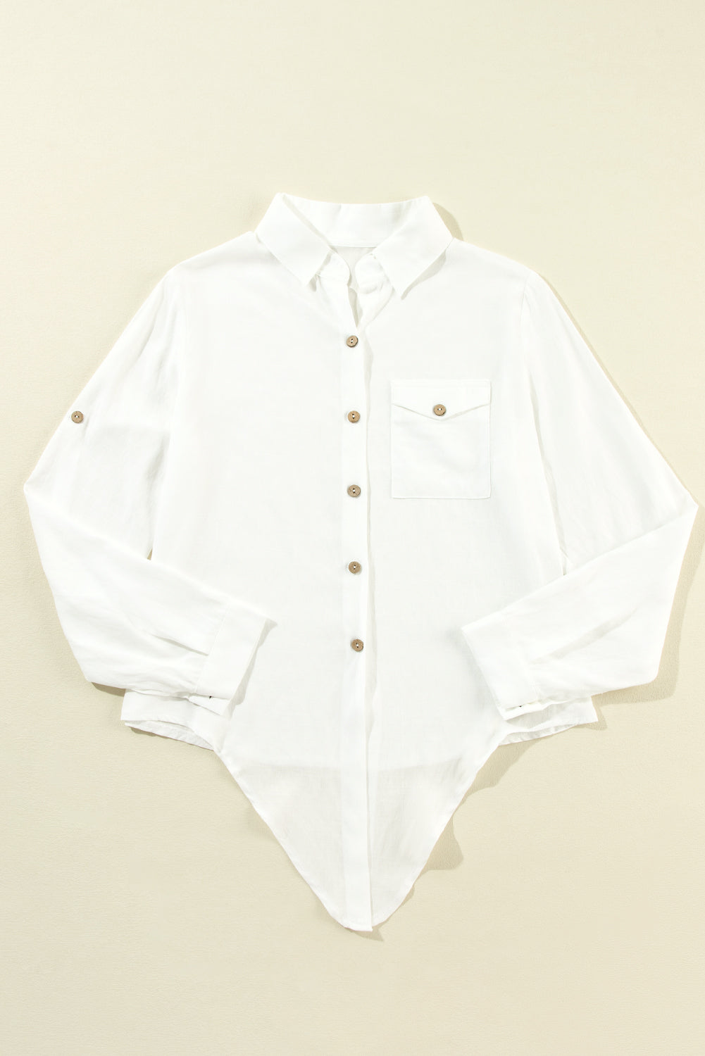 Tie Front Long Sleeve Buttoned Shirt