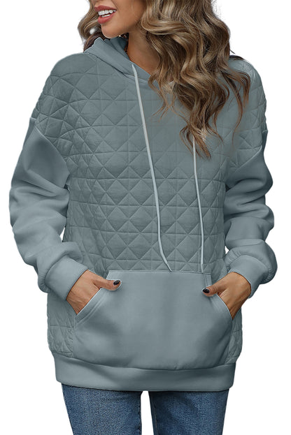 Quilted Patchwork Kangaroo Pocket Hoodie