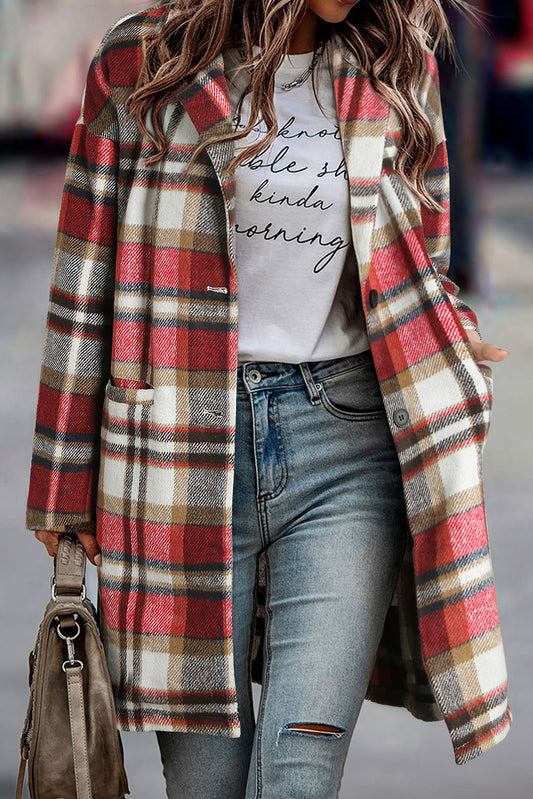 Plaid Pocketed Coat Jacket