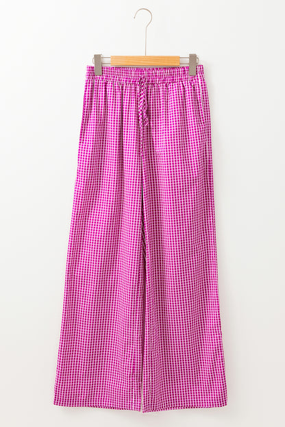 Plaid Drawstring Wide Leg Pants