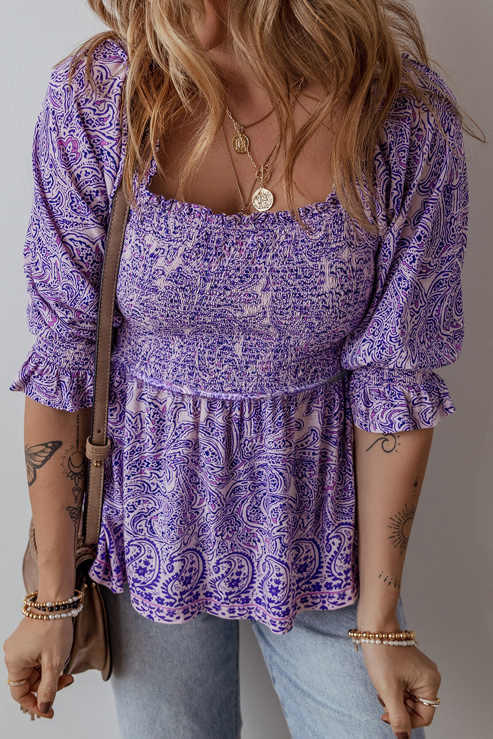 Boho Paisley 3/4 Sleeve Blouse