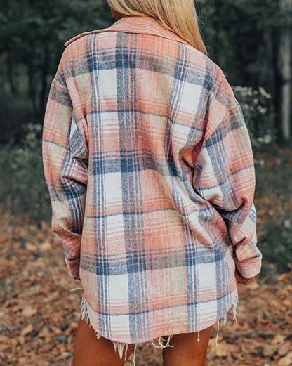 Plaid Corduroy Chest Pocket Shacket