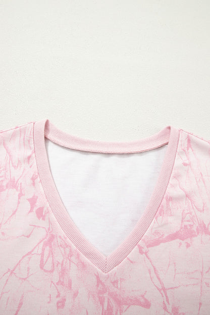 Camo V-Neck Tee & Drawstring Shorts Set