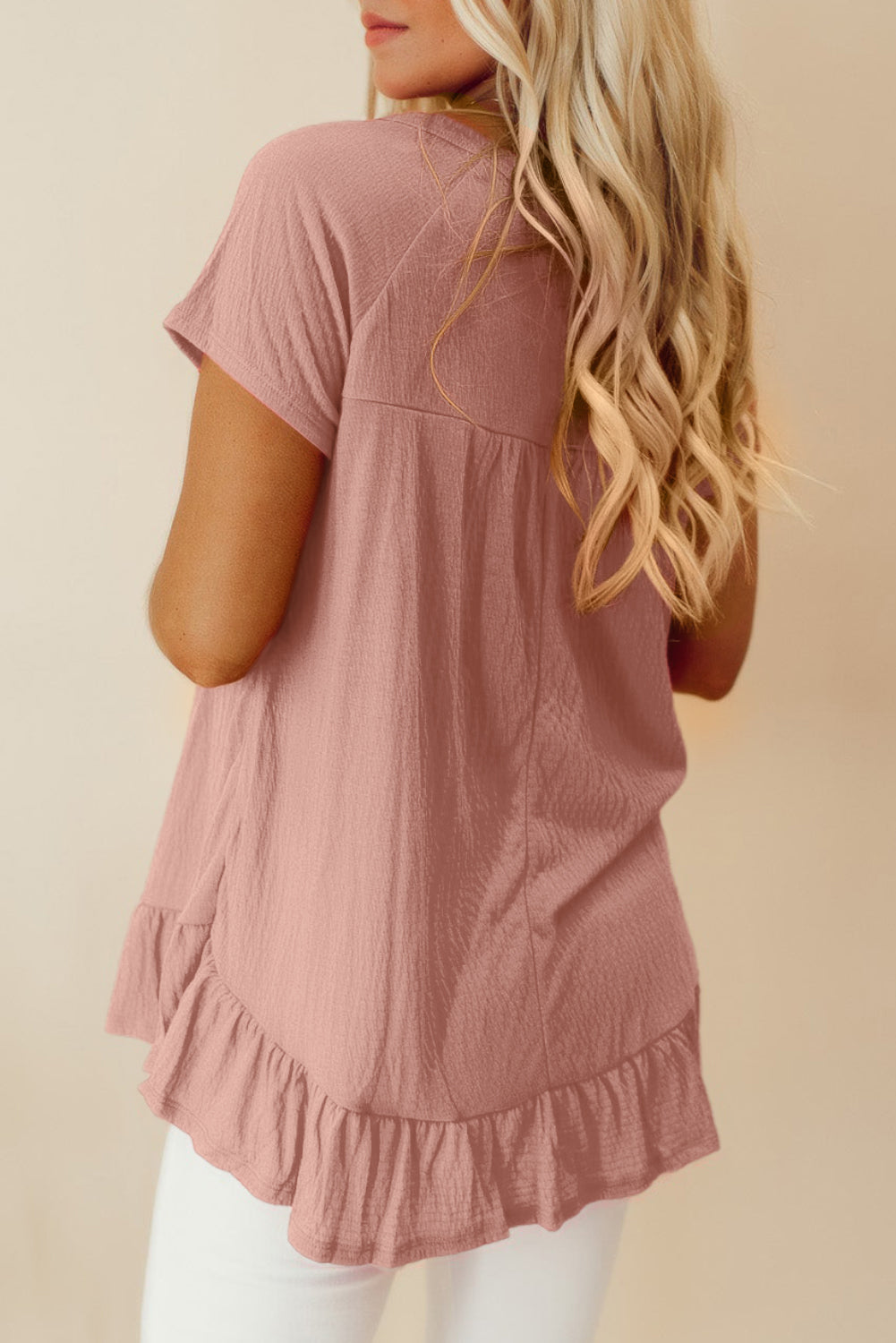 Ruffle Hem Short Sleeve Top