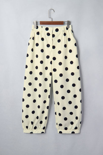 Polka Dot Pleated High Waist Harem Pants