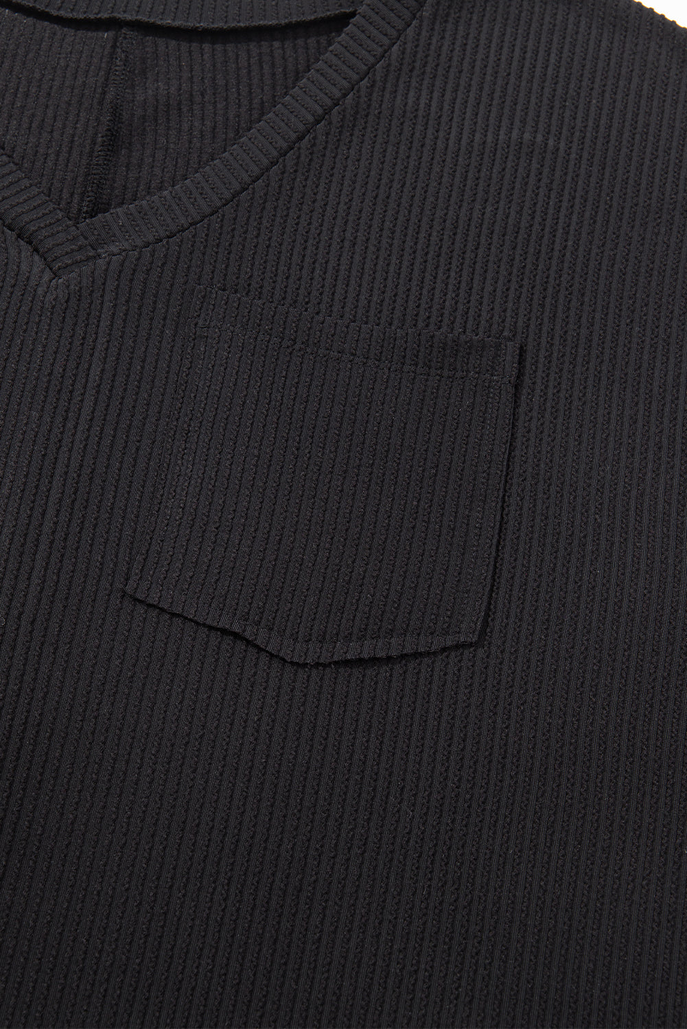 Plus Size Solid Corded Knit V-Neck T-Shirt