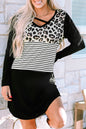 Leopard Stripe Colorblock T-Shirt Dress