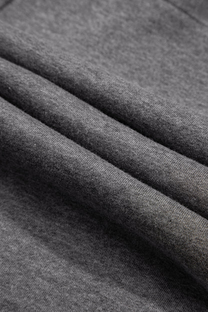 Solid Ribbed Patchwork Pocketed Sweatshirt Dress