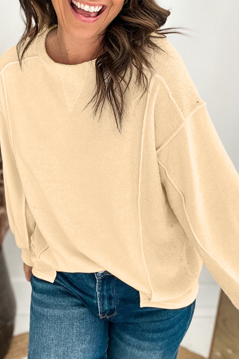 Reverse Seam Round Neck Sweatshirt