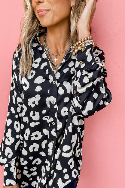 Leopard Buttoned Long Sleeve Shirt