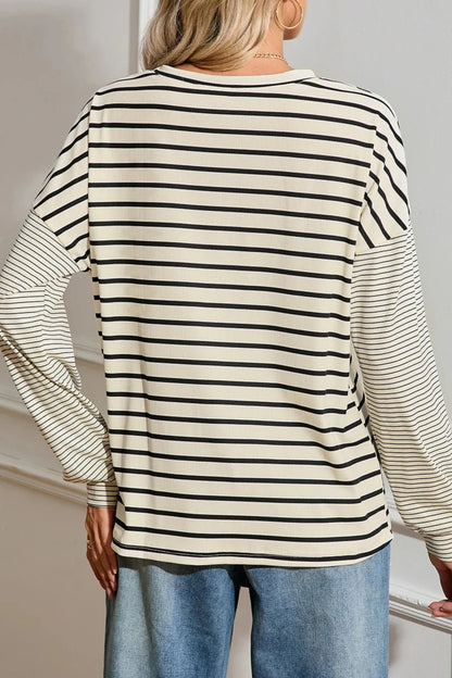 Stripe Patchwork Long Sleeve Tee