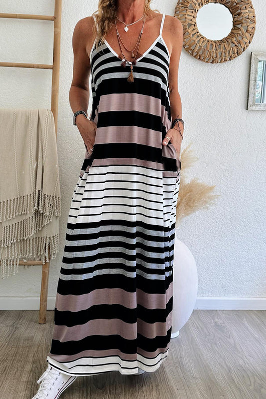 Stripe Spaghetti Straps Maxi Dress