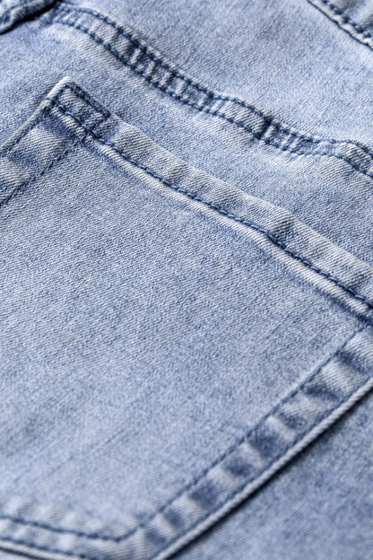 Denim Turn-Up Cuffs Wide Leg Jeans