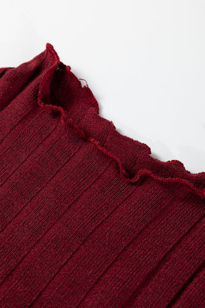 Ribbed Knit Patchwork Long Sleeve Dress