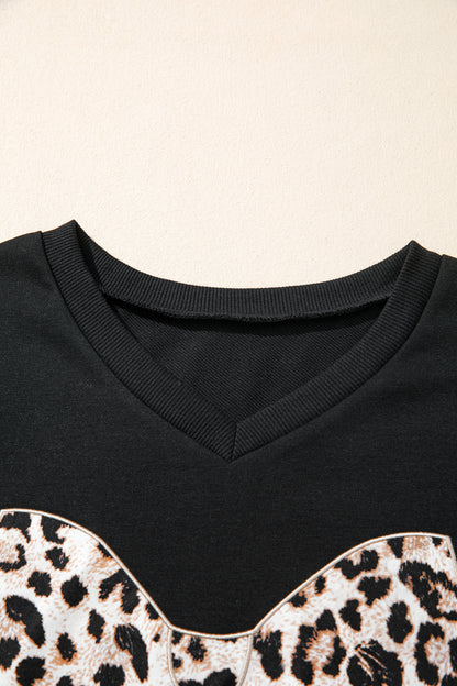 Leopard Bow Patch Tee & Drawstring Shorts Set