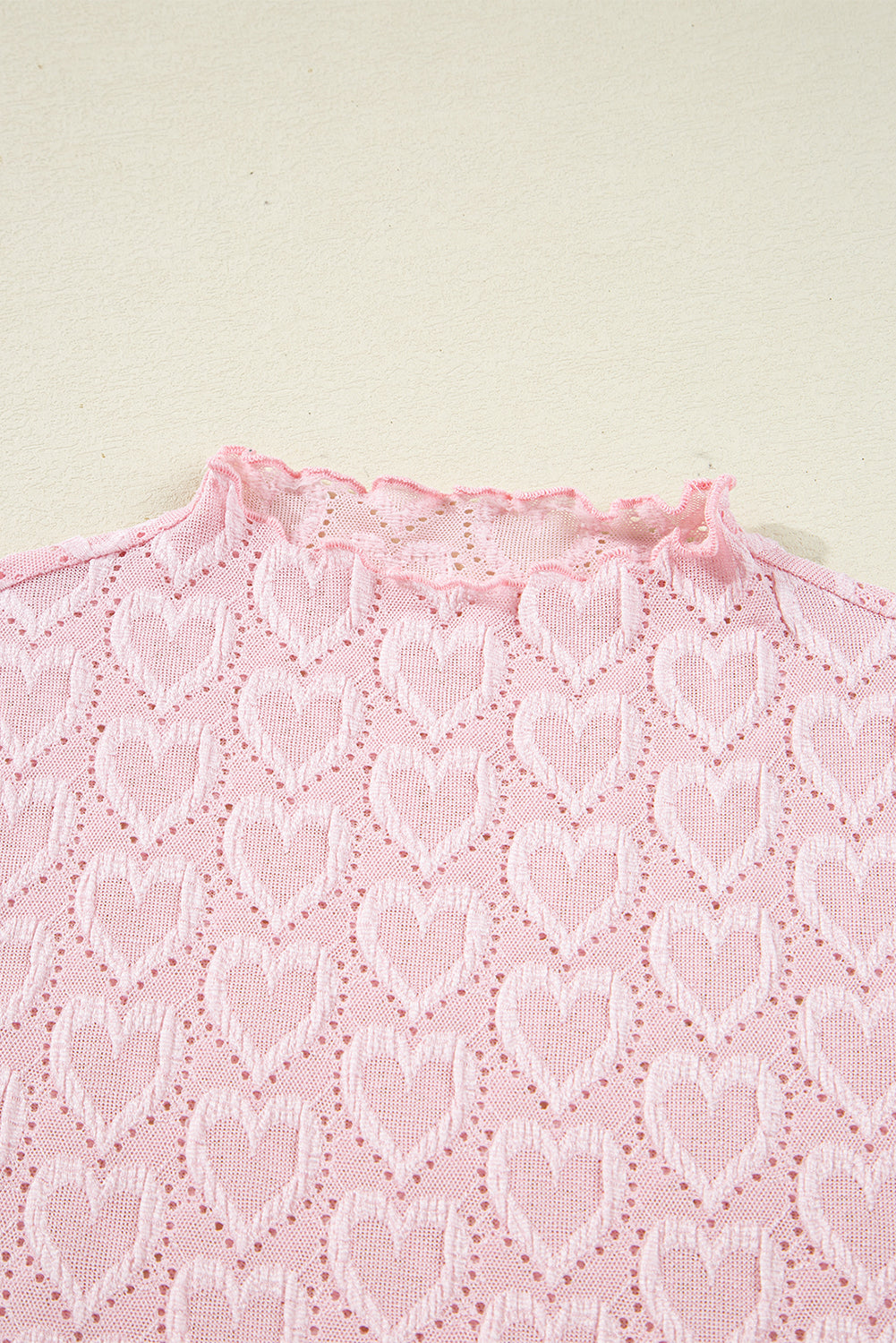 Valentine Heart Mock Neck Flare Long Sleeve Top