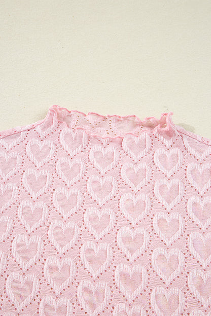 Valentine Heart Mock Neck Flare Long Sleeve Top