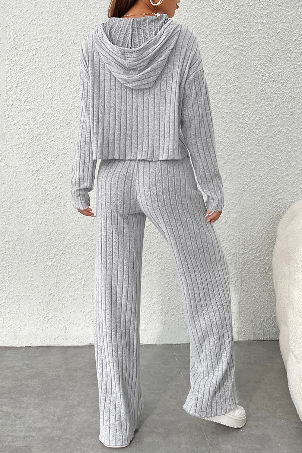 Ribbed Hoodie and Pants Set