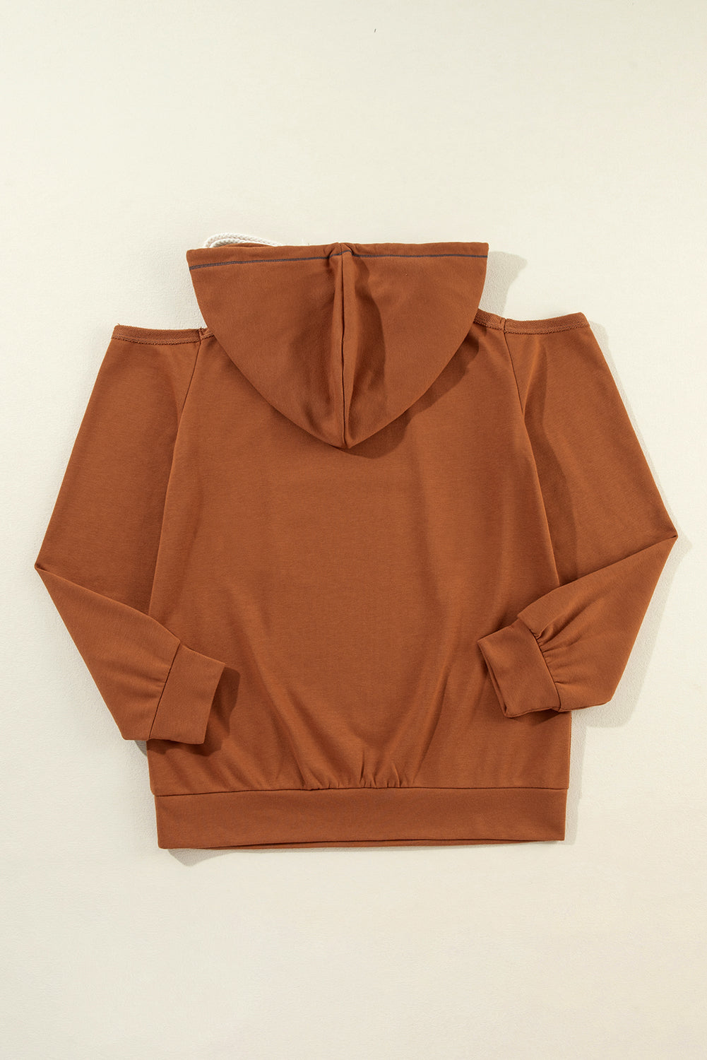 Cold Shoulder Drawstring Hoodie