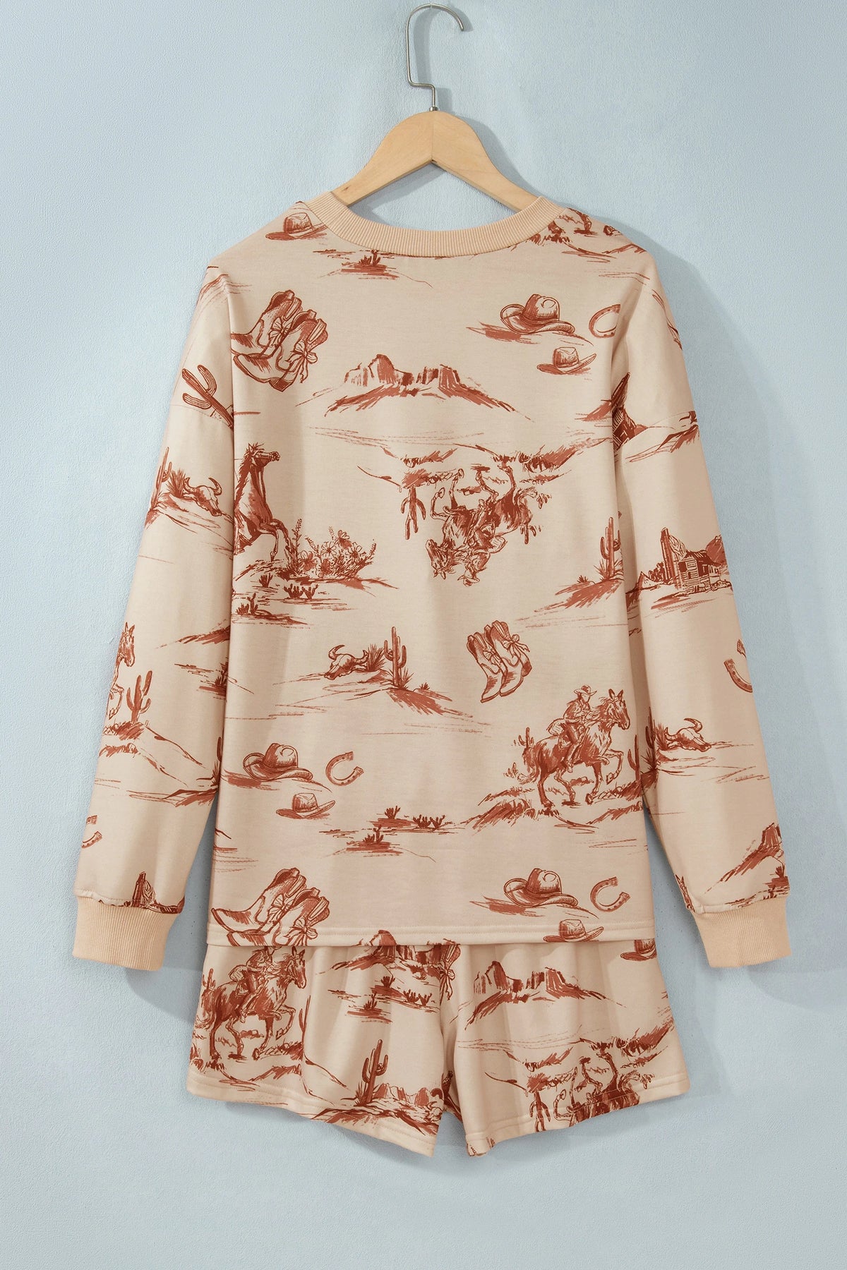 Western Long Sleeve Top & Shorts Set