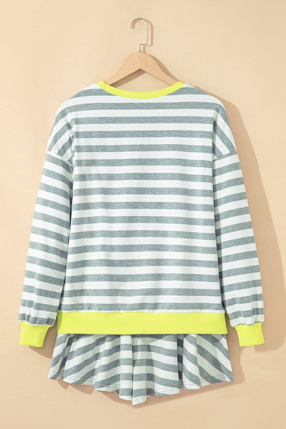 Stripe Contrast Ribbed Top and Shorts Set