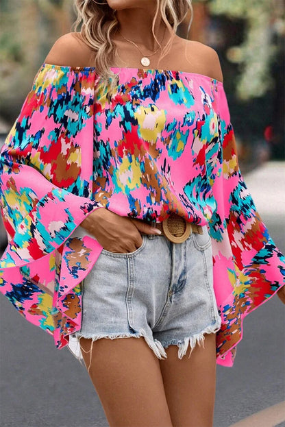 Floral Abstract Off Shoulder Blouse