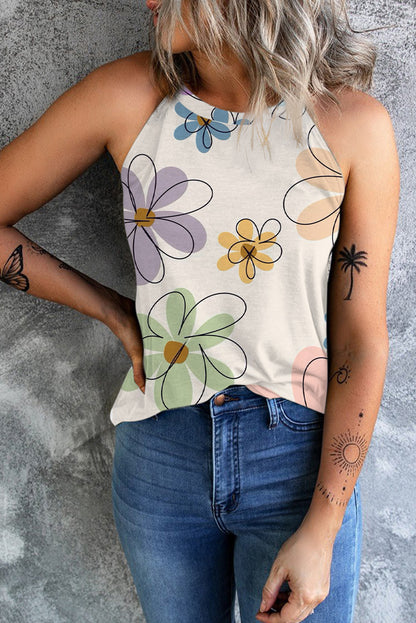 Floral Round Neck Tank Top