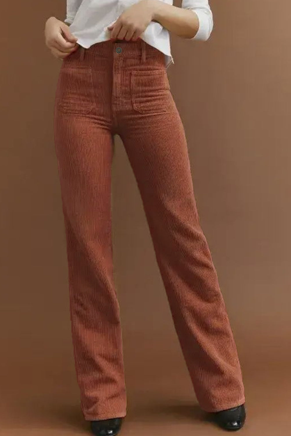 Corduroy High Waist Pocketed Pants