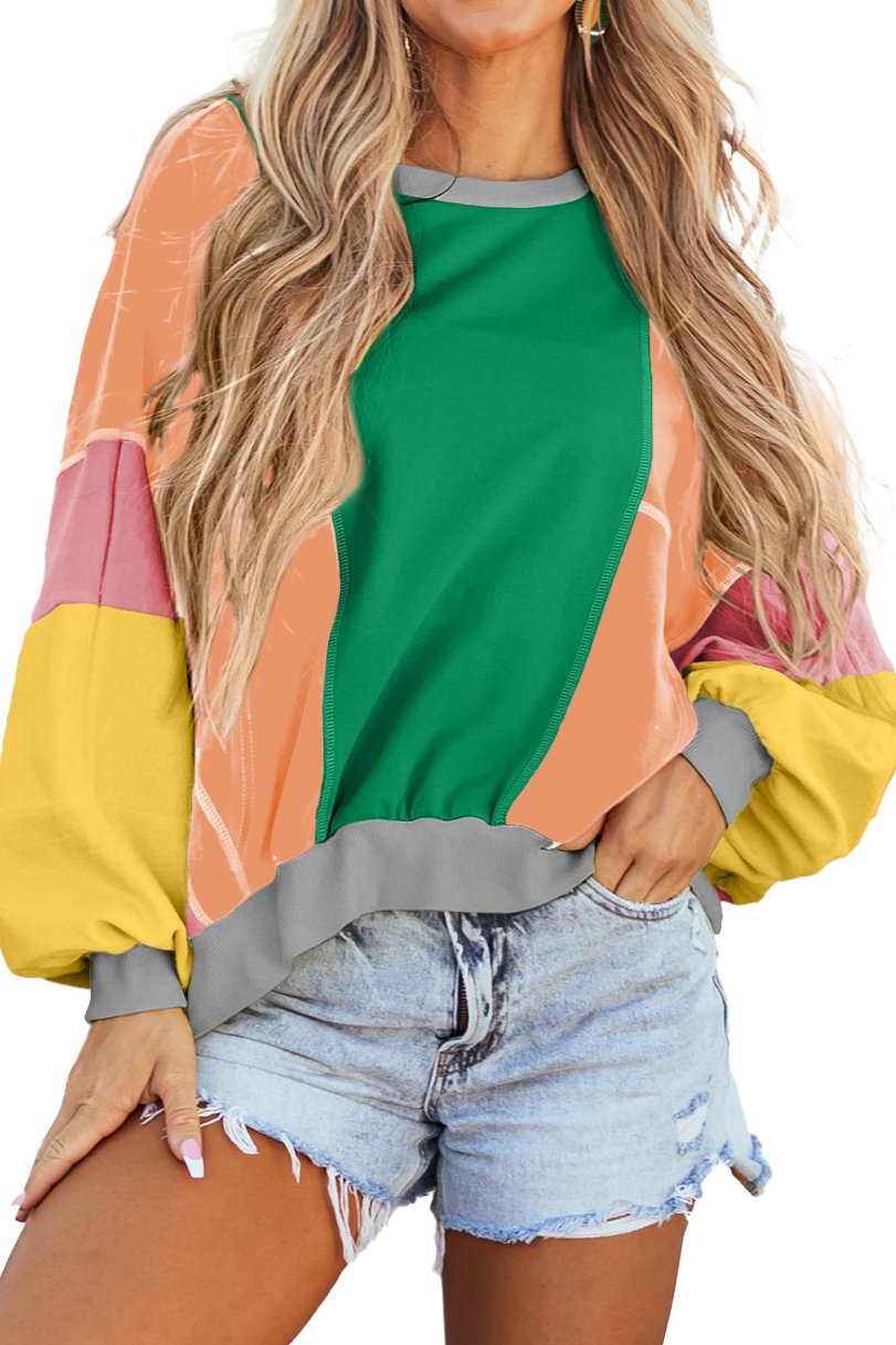 Colorblock Contrast Stitching Oversize Top