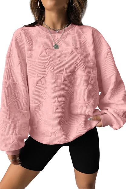 Star Embossed Drop Shoulder Sweatshirt