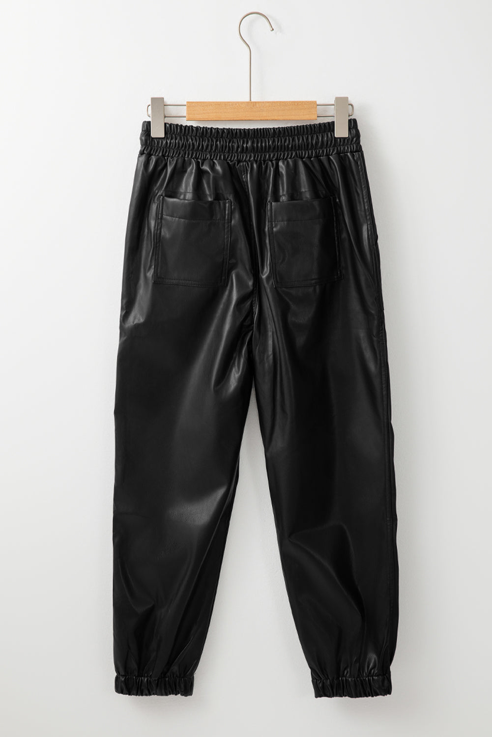 Faux Leather Smocked Waist Joggers