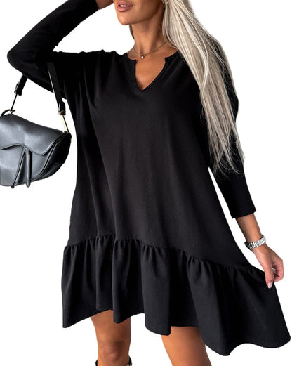 Ruffle Long Sleeve Loose Dress